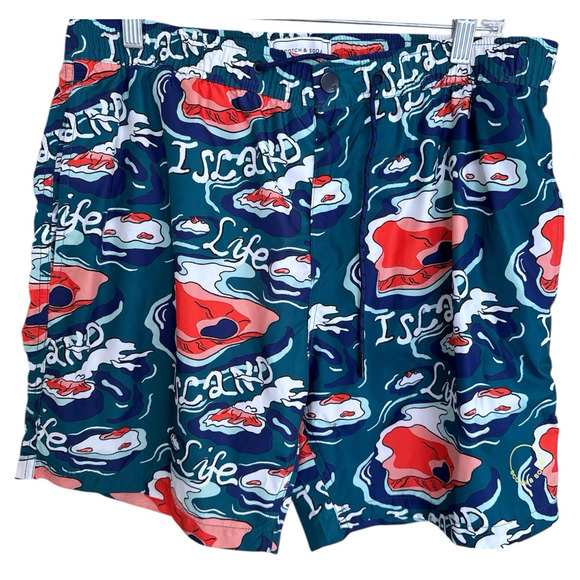 Scotch & Soda In Teal Orange Multicolor Swim Trunk Size L - Picture 1 of 7